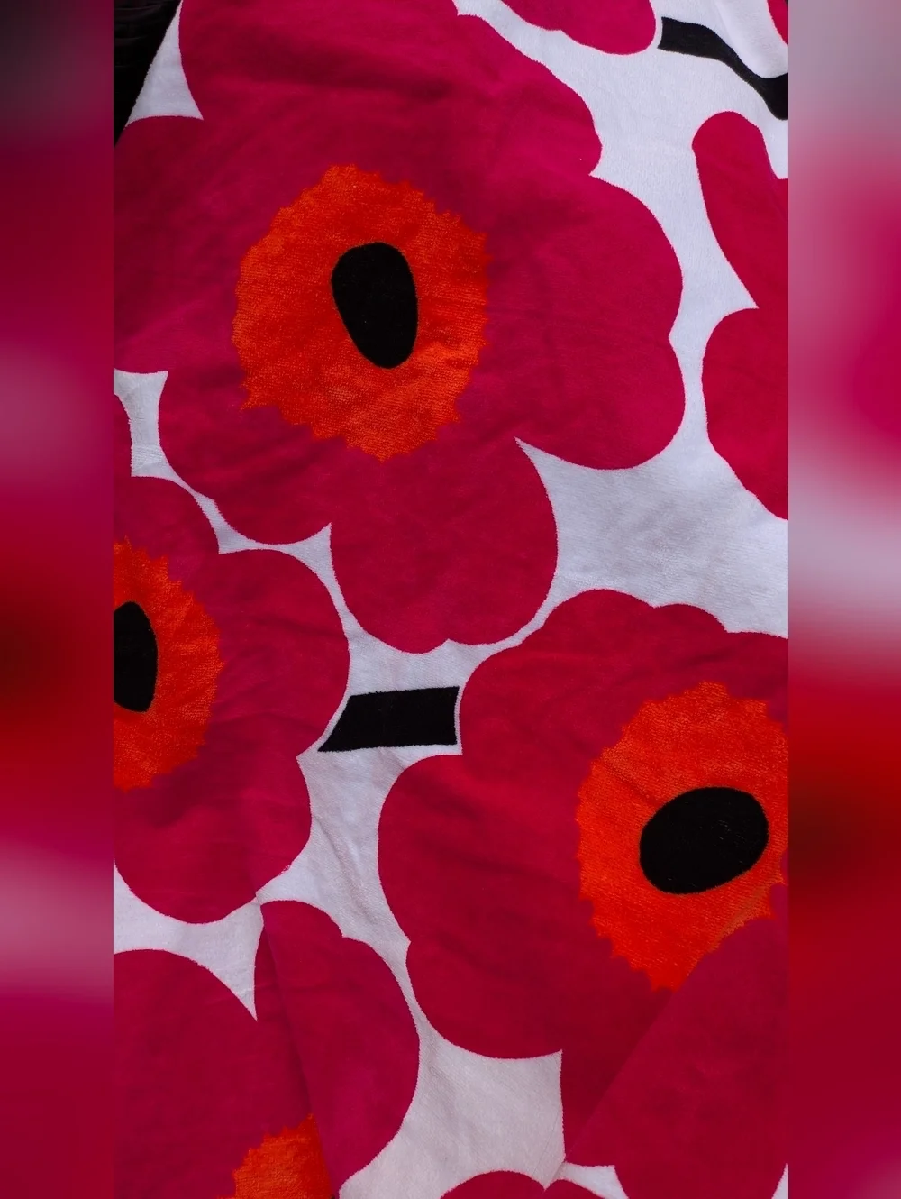 Marimekko Unikko Towel Red Pink White Floral Beach Bath Towel Finnish Design New
